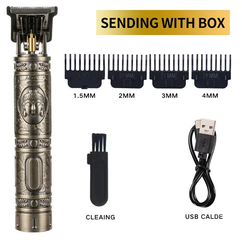 Carved Electric Clipper Oil Head Clipper Clipper White Gradient Professional Hair Salon Hair Salon Buddha Head Clipper Carving Mark Shaving Head