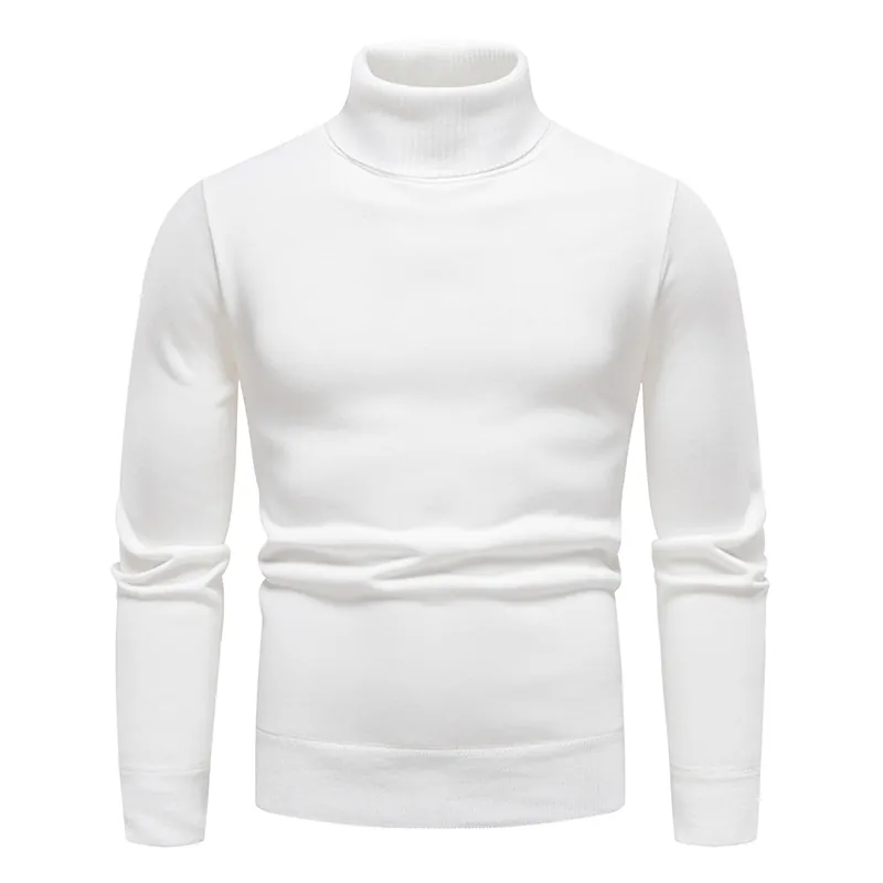 Autumn Sweater men's fleece-lined round neck turtleneck slim pullover sweater solid color long sleeve sweater undershirt