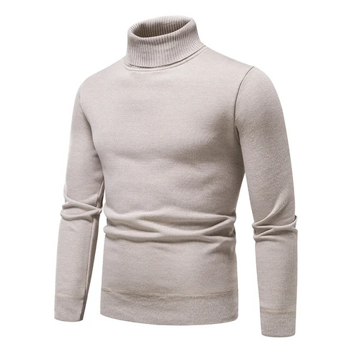 Autumn Sweater men's fleece-lined round neck turtleneck slim pullover sweater solid color long sleeve sweater undershirt