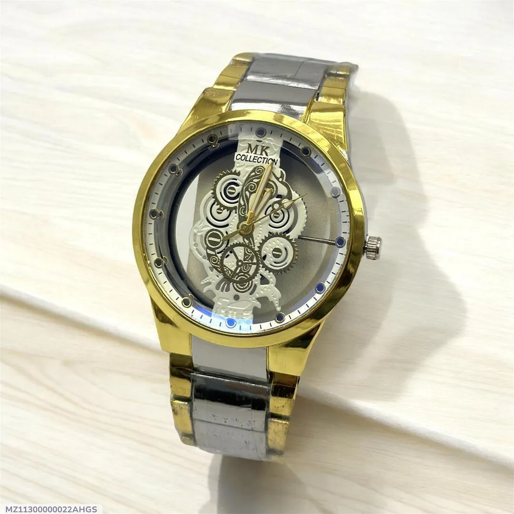 Men's Luxury Watch - 1 Pc Stainless Steel Chain Strap in Black and Golden