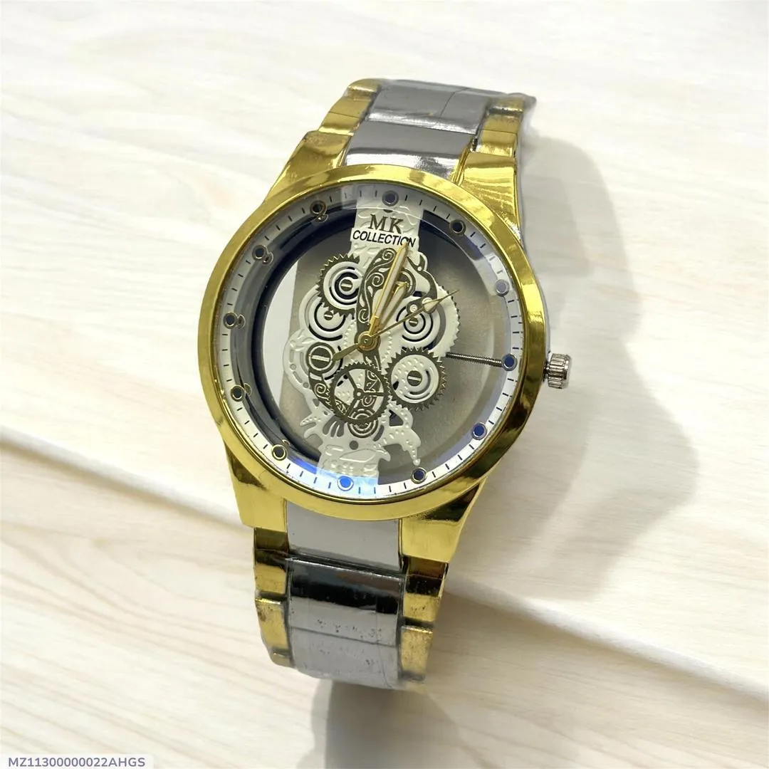 Men's Luxury Watch - 1 Pc Stainless Steel Chain Strap in Black and Golden