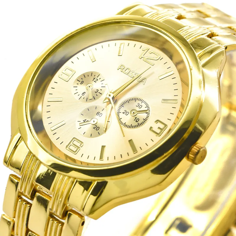 Explosive large dial atmospheric men's watch simple fashion golden business men's steel band watches gift watches wholesale