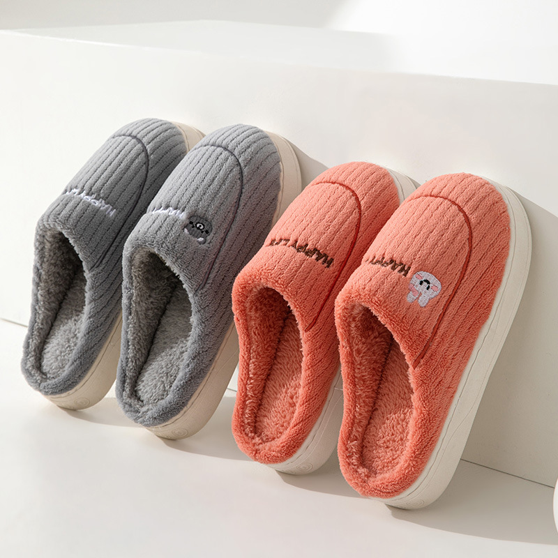Autumn and Winter Cotton Slippers Women's Home Indoor Warm Plush Thickened Couple's Lightweight Outdoor Cotton Shoes Moon Shoes