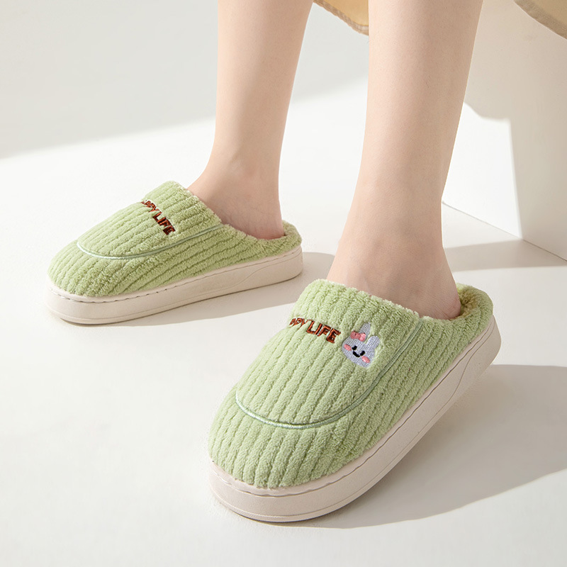 Autumn and Winter Cotton Slippers Women's Home Indoor Warm Plush Thickened Couple's Lightweight Outdoor Cotton Shoes Moon Shoes
