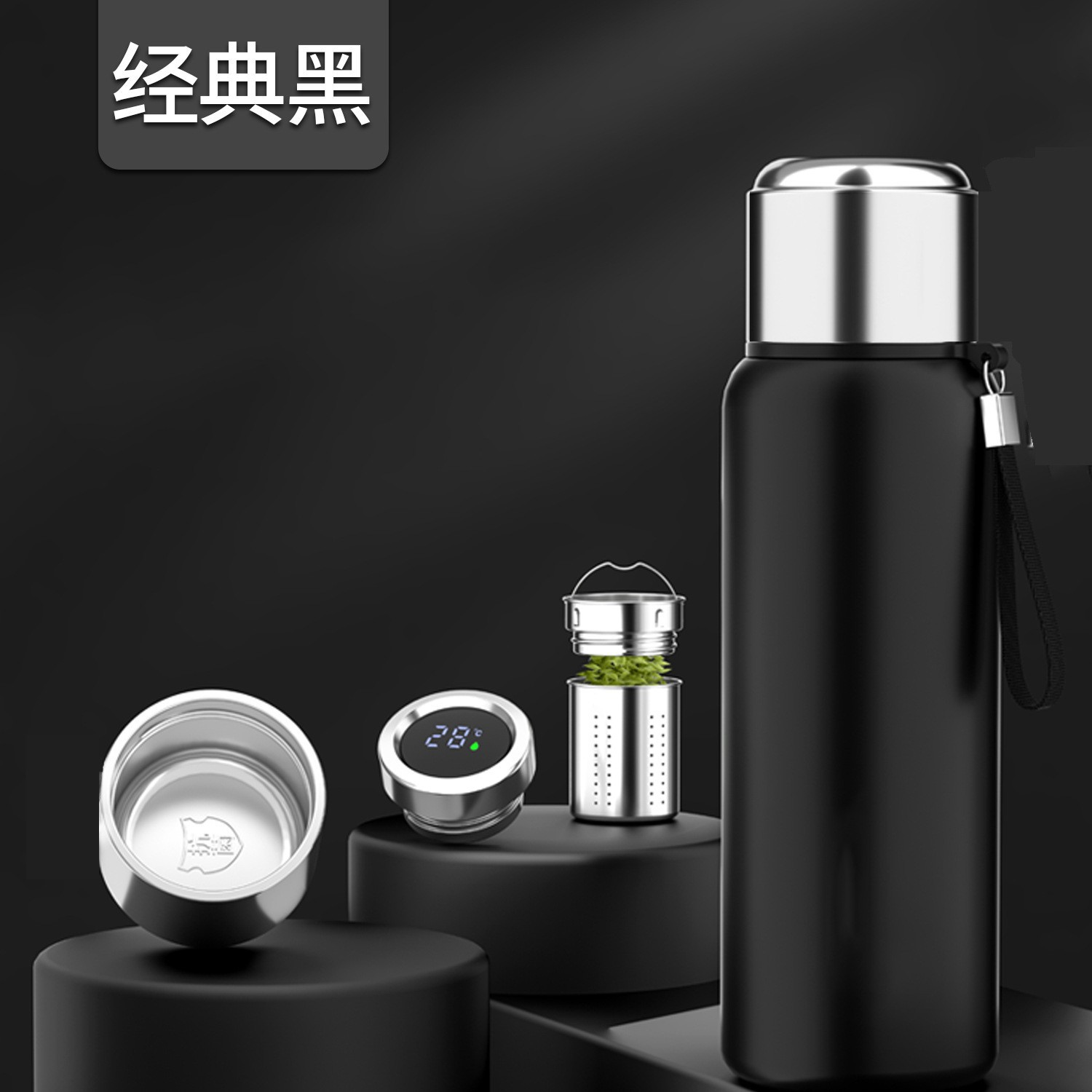 Intelligent Thermos Cup 316 Stainless Steel All-Steel Men's Water Cup Outdoor Portable Water Kettle with Logo Printing and Intelligent Temperature Measurement